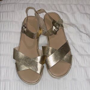Zara Gold Sandals with Crossover Straps
